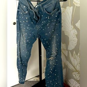 Pearl and Rine stone studded denim
